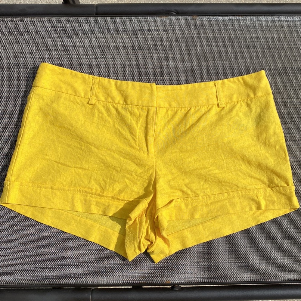 Yellow linen shorts